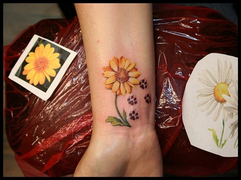 Hunter Paw Print Memorial Tattoo On Foot Tattoos