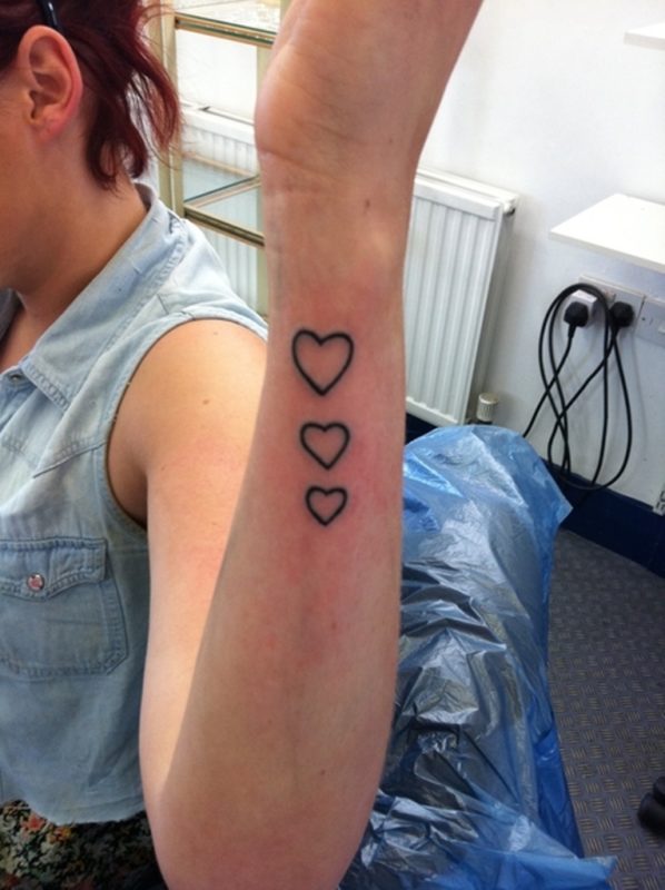 Hearts Tattoo Single Wrist