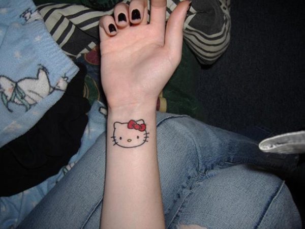 Adorable kitty Wrist Tattoo