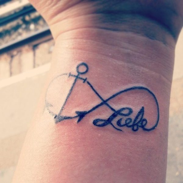 Anchor And Love Word Tattoo