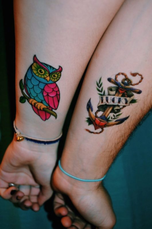 Anchor And Owl Tattoo-