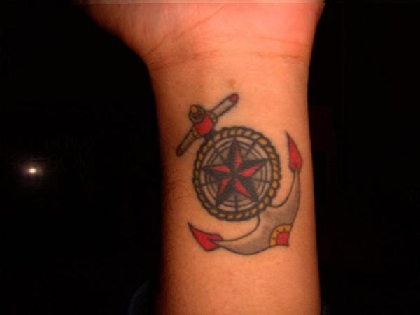 Anchor Compass Tattoo