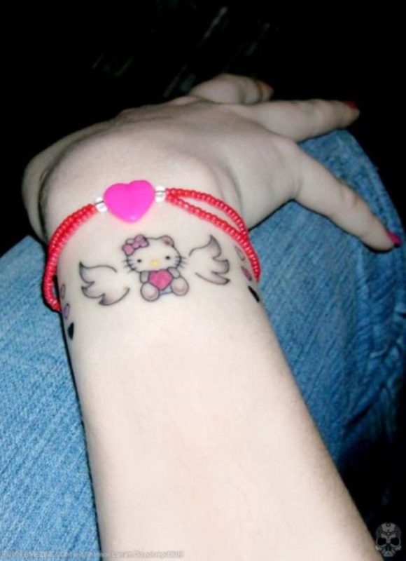 Angel kitty Wrist Tattoo