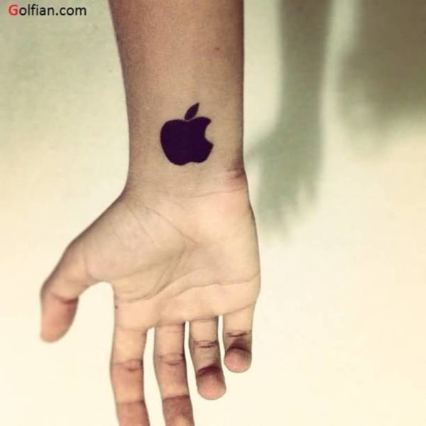 Apple Logo Tattoo On Wrist