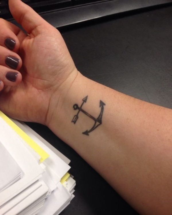 Arrow Cum Anchor Wrist Tattoo