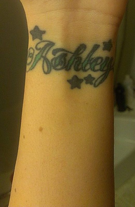 Ashley Words With Stars Tattoo On Wrist