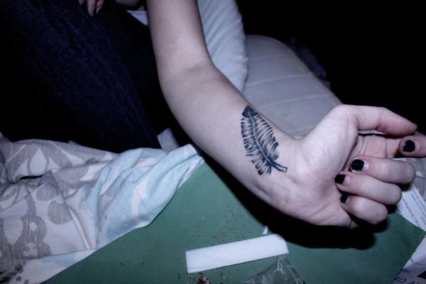 Attractive Feather Tattoo On Wrist