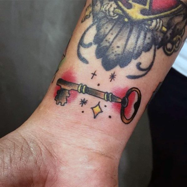 Attractive Key Tattoo On Wrist