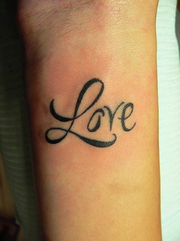 Attractive Love Tattoo On Wrist 