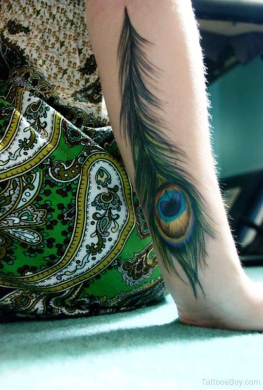 Attractive Peacock Feather Tattoo