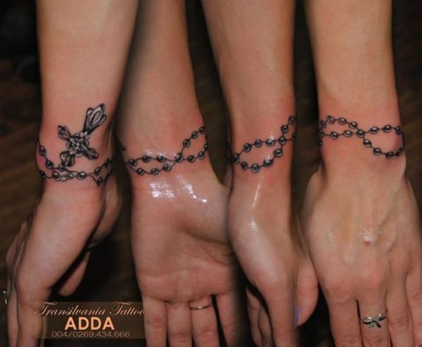 Attractive Rosary Tattoo On Wrist