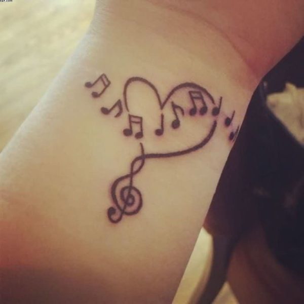Attractive Music heart Tattoo