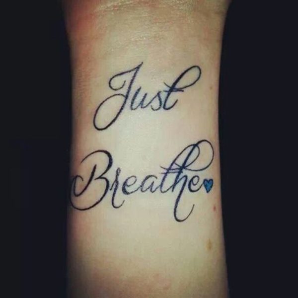 Awesome Just Breathe Word Tattoo