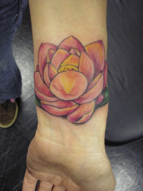 Awesome Lotus Flower Tattoo On Wrist 