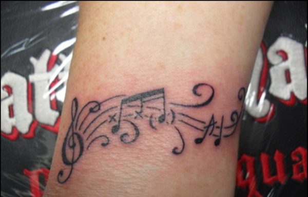 Awesome Music Notes Tattoo On Wrist 