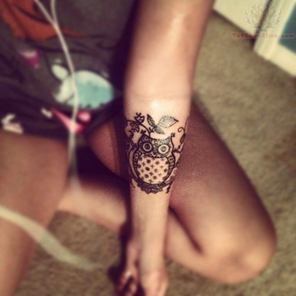 Awesome Owl Tattoo On Wrist