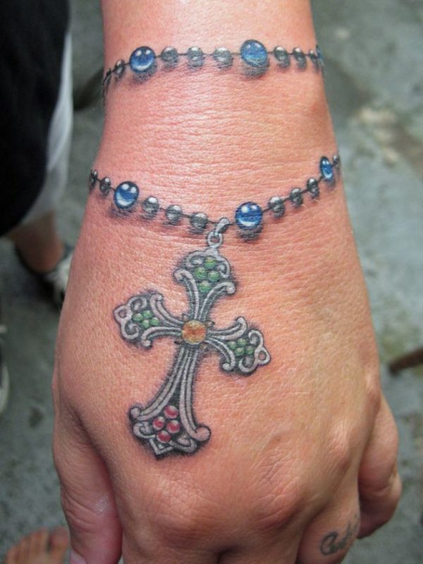 Awesome Rosary Cross Tattoo