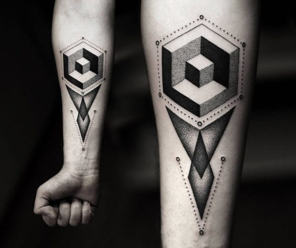 Awesome 3D Geometric Tattoo On Wrist
