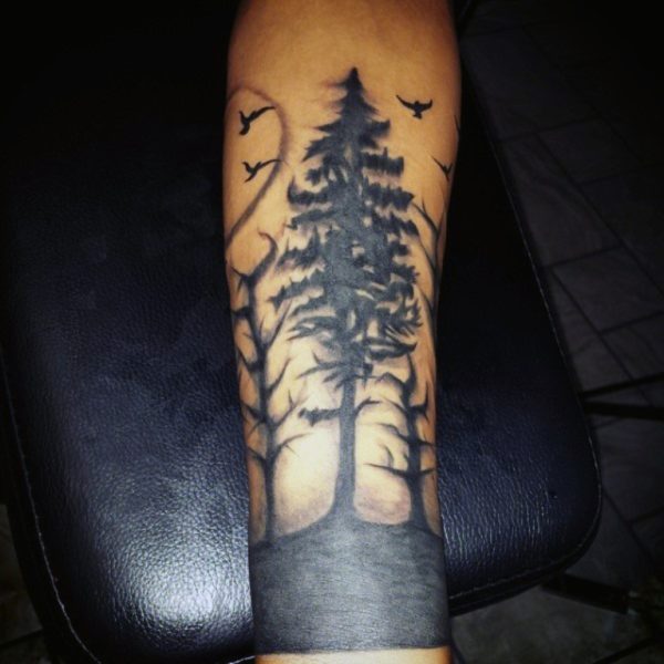 Black Tree Tattoo On Wrist