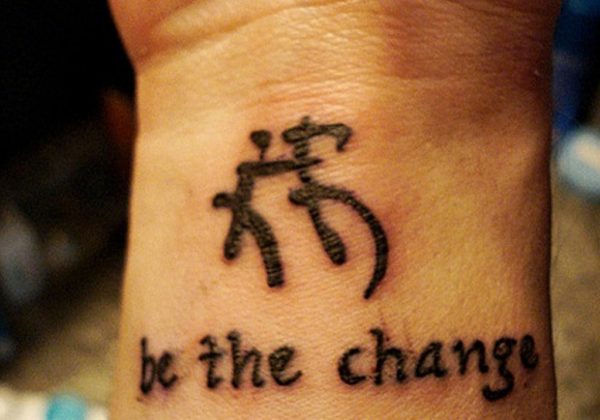 Be The Change symbol Tattoo On Wrist
