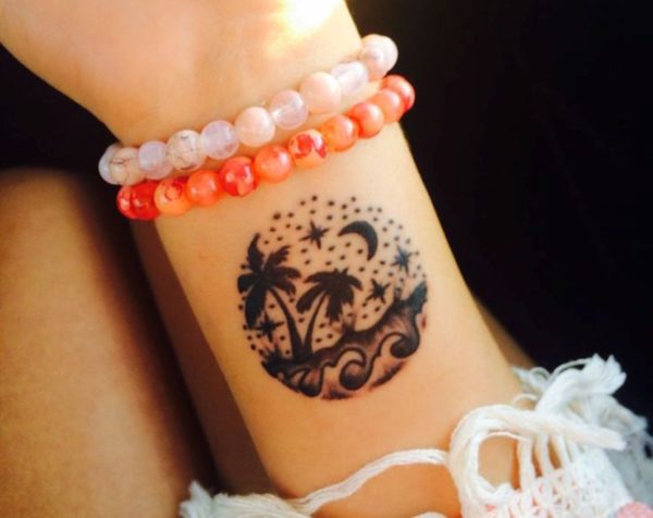 Beach Tattoo On Wrist