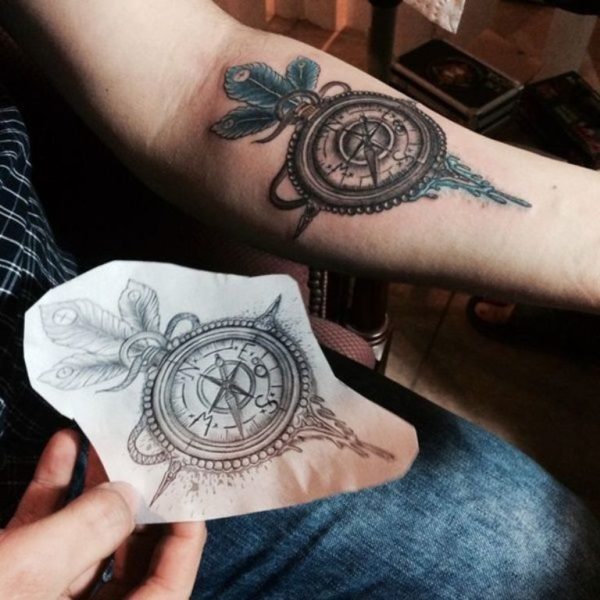 Beautiful Compass Tattoo On Wrist