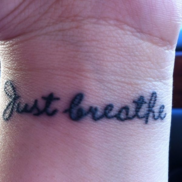 Beautiful Just Breathe Word Tattoo