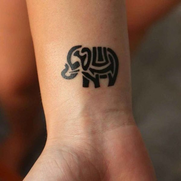 Beautiful Outlines Elephant Tattoo