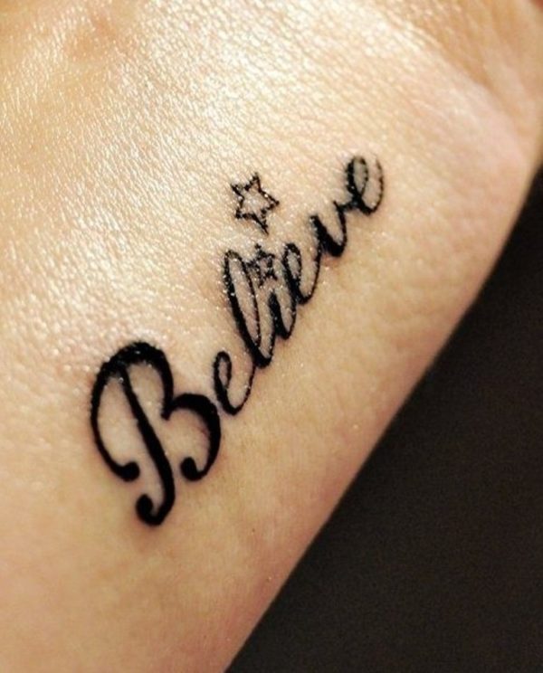 Believe Star Tattoo On Wrist