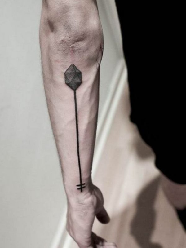 Big Black Arrow Tattoo On Wrist