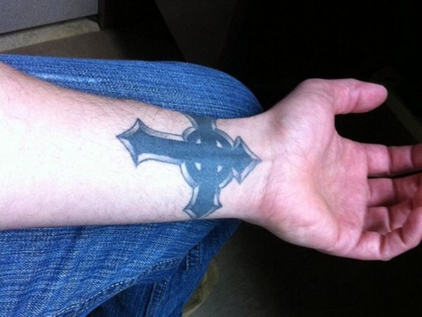 Cross Tattoo On Wrist