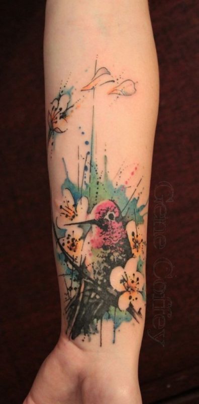 Bird And Flower Tattoo