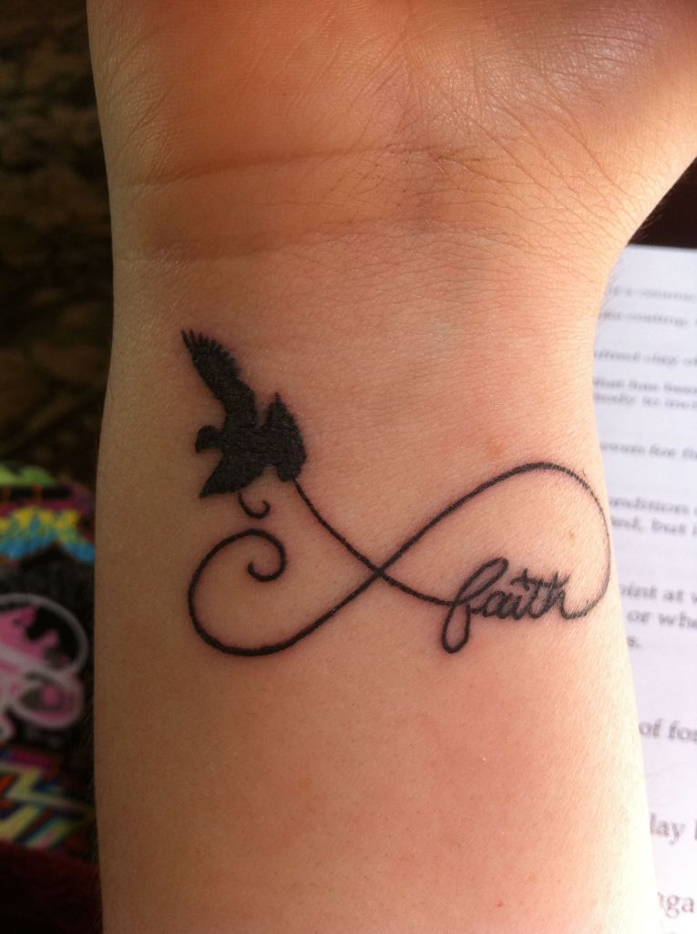 Bird And Infinity Tattoo On Wrist 