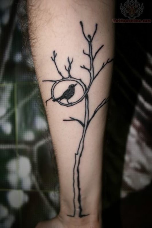 Bird And Tree Tattoo