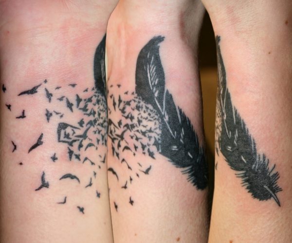 Bird Feather Anchor Tattoo Designs