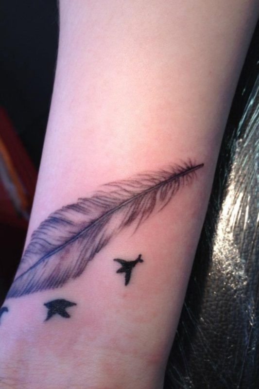 Birds And feather Tattoo