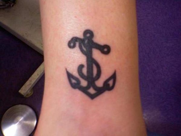 Black Anchor Tattoo Design