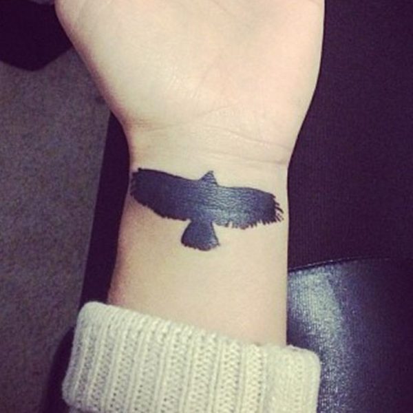 Black Bird Tattoo On Wrist