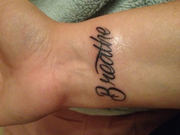 Black Breathe Word Tattoo