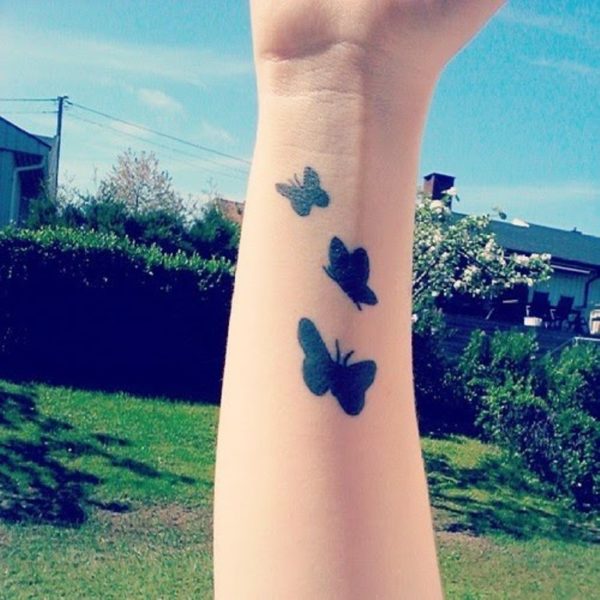 Black Butterfly Tattoo On Wrist