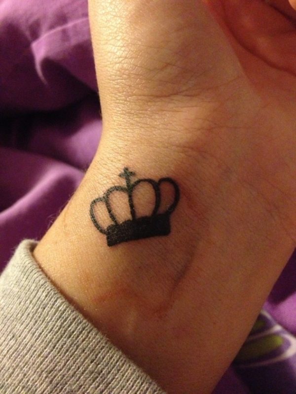 Black Crown Tattoo On Wrist