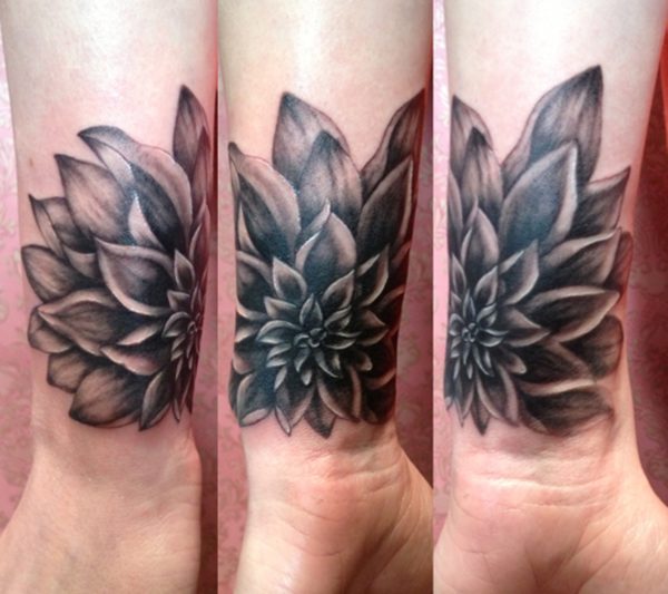 Black FLower Tattoo On Wrist