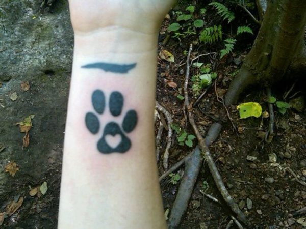 Black Heart Paw Tattoo