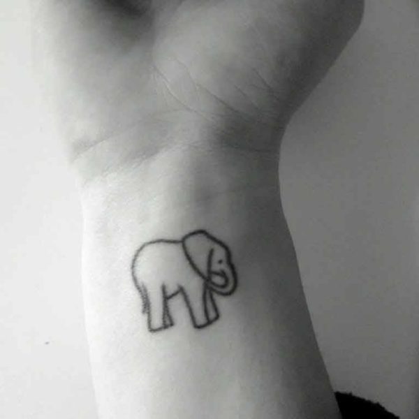 Black Ink Elephant Tattoo 