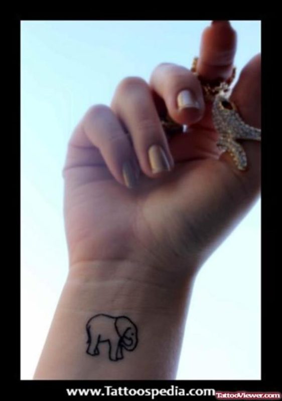 Black Ink Elephant Tattoo