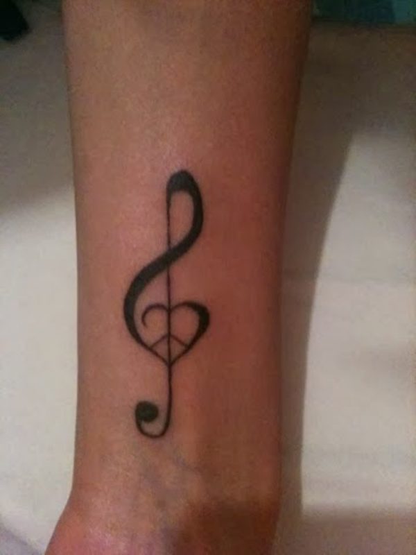 Black Ink Music Note Tattoo