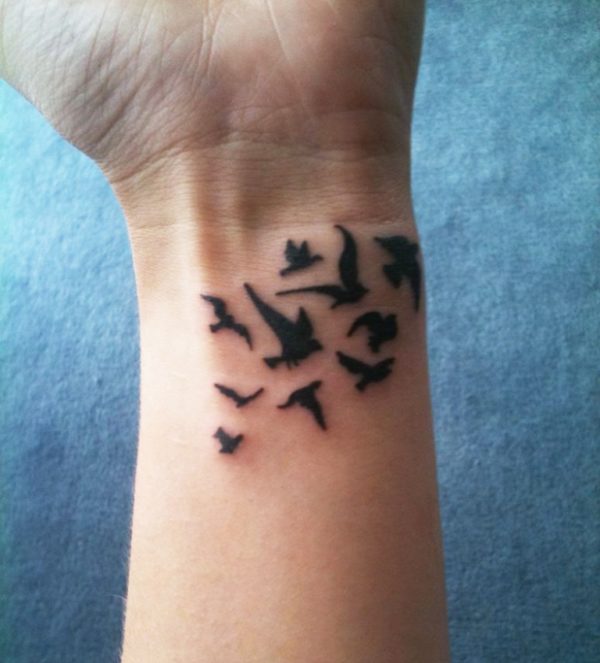 Black Inked Birds Tattoo
