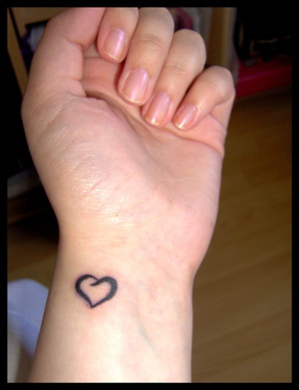 Black Heart Outline Tattoo