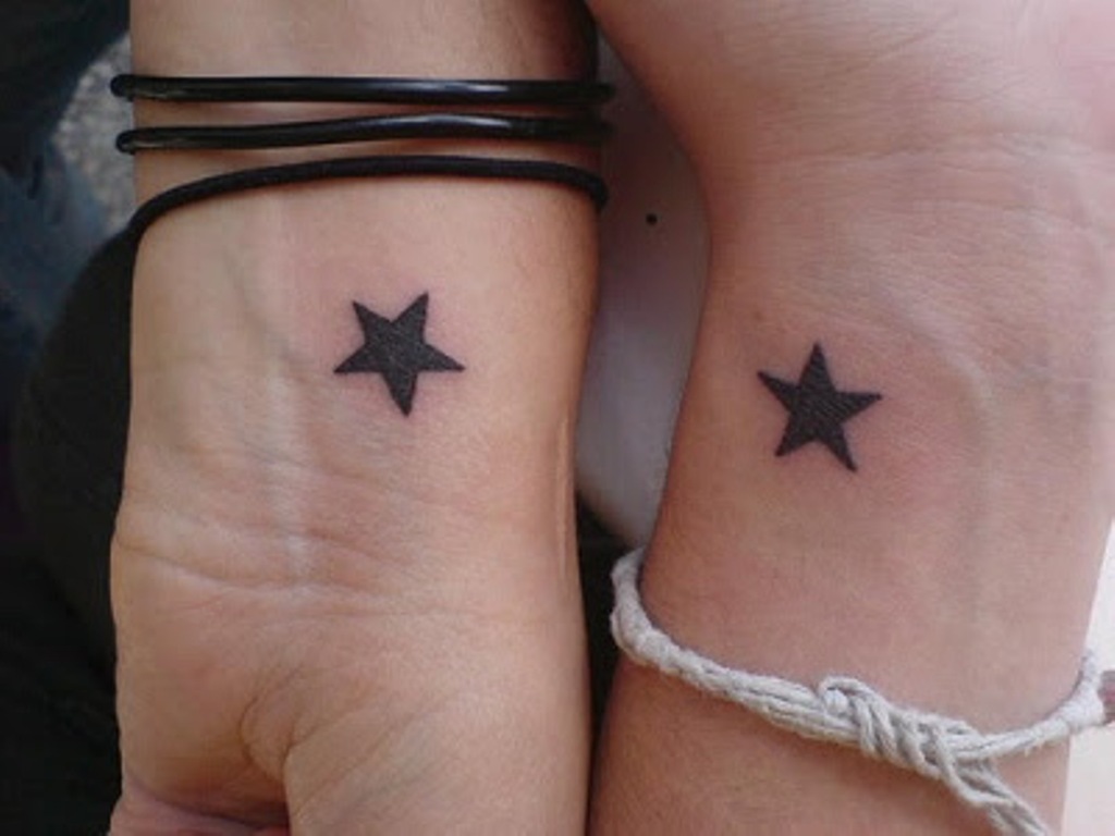 Black Star Tattoo On Wrist.