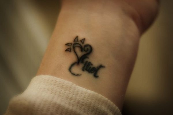 Black Word And heart Tattoo